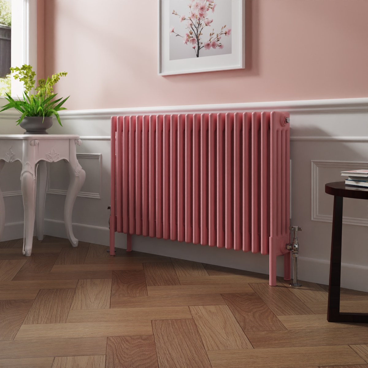 Bern 600 x 1010mm Rose Pink Four Column Horizontal Traditional Radiator