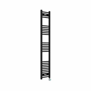 Fjord 1600 x 300mm Curved Black Thermostatic Touch Control Electric Heated Towel Rail