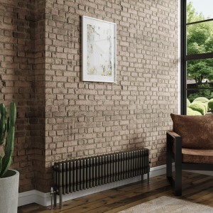 Bern 300 x 1460mm Raw Metal Triple Column Horizontal Traditional Radiator