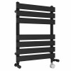 Juva 650 x 500mm Dual Fuel Satin Black Flat Panel Thermostatic Touch Control Electric Heated Towel Rail