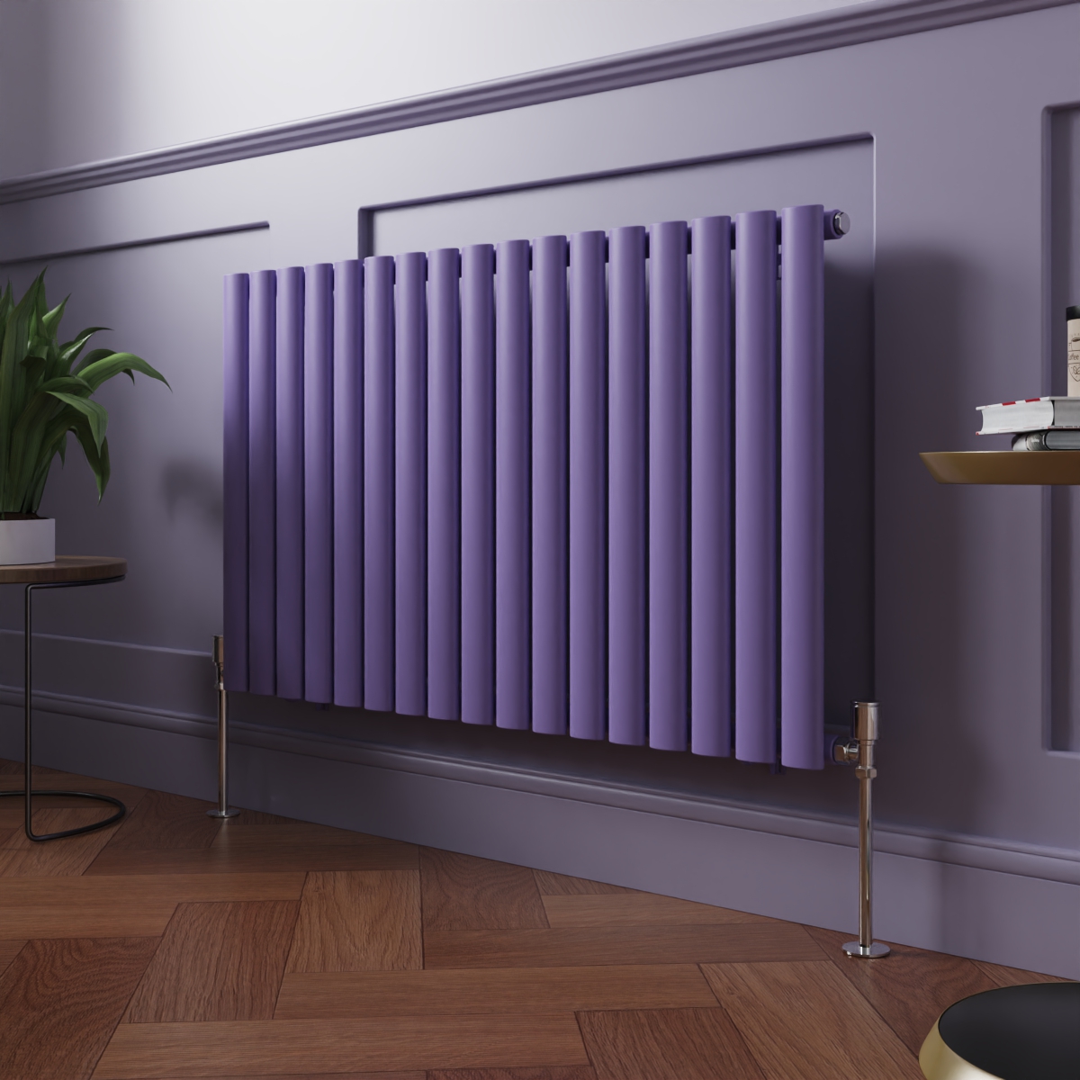 Norden 600 x 1004mm Elegant Purple Single Horizontal Oval Column Designer Radiator