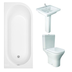 RAK Resort Mini Toilet, Basin and J-Shape Bath Suite - Choice of Size