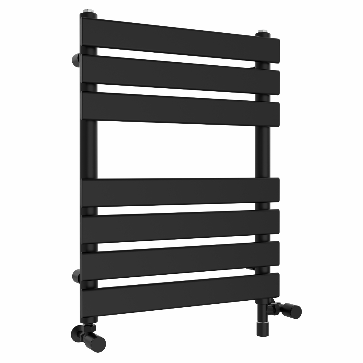 Juva 650 x 500mm Dual Fuel Satin Black Flat Panel Simple Electric Heated Towel Rail