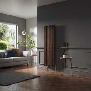Lulea 1600 x 480mm Black Copper Single Vertical Flat Panel Designer Radiator