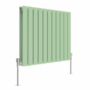 Karlstad 600 x 750mm Pastel Green Double Flat Panel Horizontal Designer Radiator