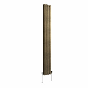 Norden 1800 x 237mm Black Gold Double Vertical Oval Column Designer Radiator