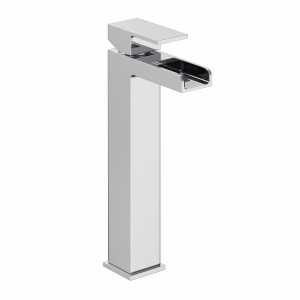 Edessa Modern Waterfall High Rise Basin Mixer Tap - Chrome