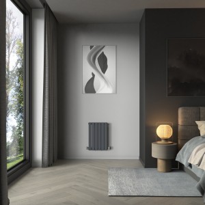 Karlstad - Anthracite Horizontal Flat Panel Designer Radiator- 600mm Height - Choice of Width