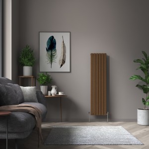 Karlstad 1600 x 410mm Black Copper Double Vertical Flat Panel Designer Radiator