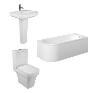Avola Modern Bathroom Suite with J-Shape Bath - Right Handed - 1700mm