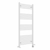 Bergen 1400 x 600mm Dual Fuel Straight White Thermostatic Electric Heated Towel Rail