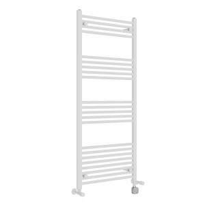 Bergen 1400 x 600mm Dual Fuel Straight White Thermostatic Electric Heated Towel Rail