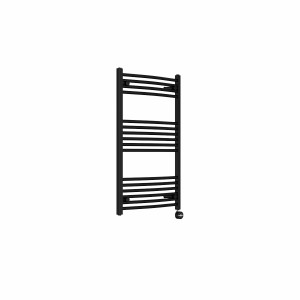 Fjord 1000 x 600mm Curved Black Thermostatic Touch Control Electric Heated Towel Rail
