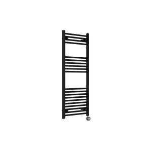 Bergen 1200 x 500mm Straight Black Thermostatic Touch Control Electric Heated Towel Rail