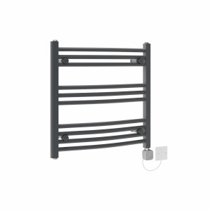 Fjord 600 x 600mm Curved Anthracite HEC Thermostatic Electric Heated Towel Rail