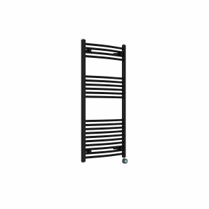 Fjord 1200 x 600mm Curved Black Thermostatic Touch Control Electric Heated Towel Rail
