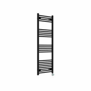 Bergen 1400 x 500mm Straight Black Thermostatic Touch Control Wifi Electric Heated Towel Rail