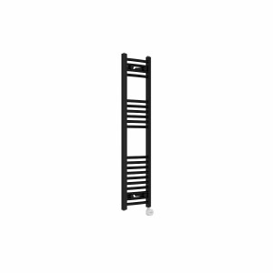 Fjord 1200 x 300mm Curved Black Thermostatic Touch Control Electric Heated Towel Rail