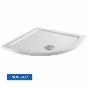 Essentials Anti-Slip 1000 x 1000mm Quadrant Stone Shower Tray White