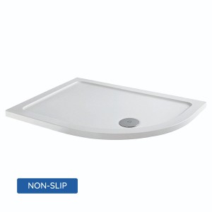 Essentials Anti-Slip 900 x 760mm Right Hand Offset Quadrant Stone Shower Tray White