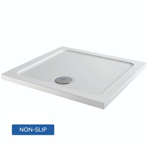 Essentials Anti-Slip 700 x 700mm Square Stone Shower Tray White