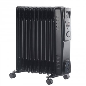 Garmo 600 x 500mm Black Portable 11 Fin Oil Filled Electric Radiator - 2500W