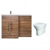 Calm Walnut Left Hand Combination Vanity Unit with Rak-Resort Toilet & Soft Close Seat & Concealed Cistern - 1100mm