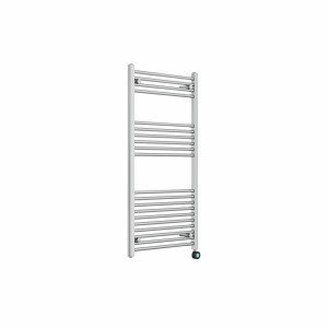 Bergen 1200 x 600mm Straight Chrome Thermostatic Touch Control Electric Heated Towel Rail
