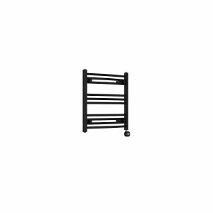 Fjord 600 x 600mm Curved Black Thermostatic Touch Control Electric Heated Towel Rail