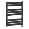 Juva 800 x 600mm Satin Black Flat Panel Electric Thermostatic Heated Designer Towel Rail