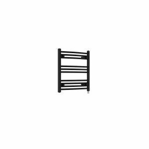 Fjord 600 x 600mm Curved Black Prefilled Electric Heated Towel Rail