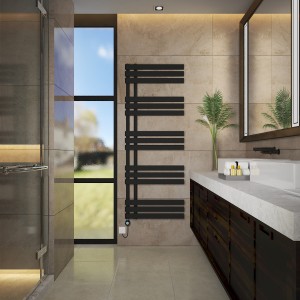 Koli 1600 x 600mm Black Thermostatic Touch Control Wifi Electric Heated Towel Rail