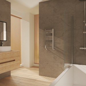 Fjord 600 x 300mm Curved Chrome Heated Towel Rail