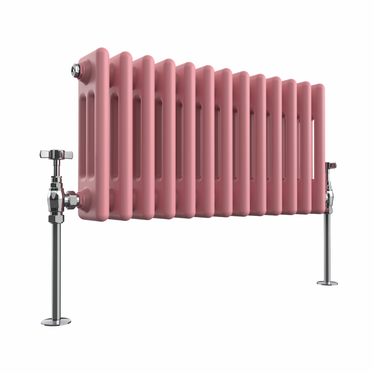 Bern 300 x 605mm Rose Pink Triple Column Horizontal Traditional Radiator