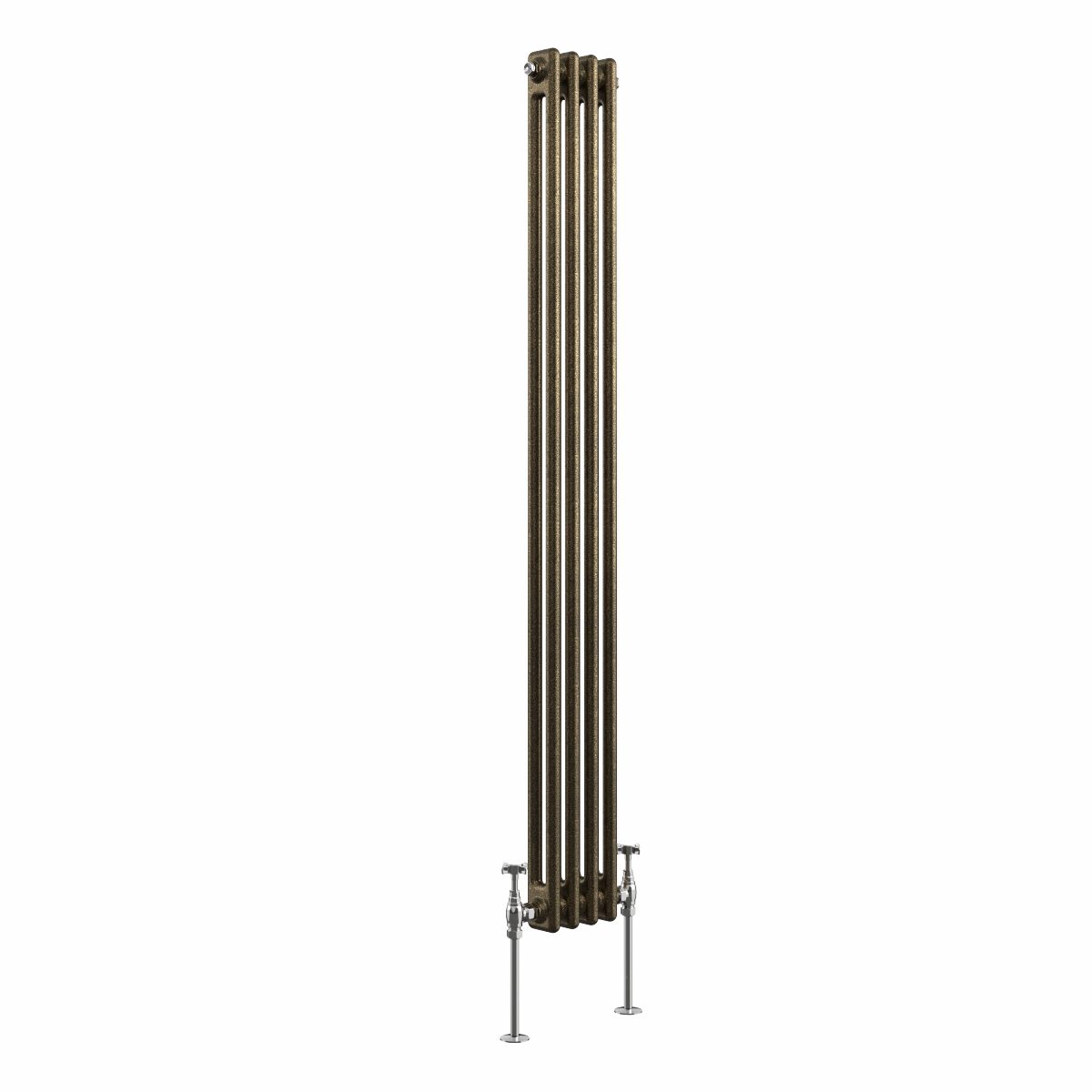 Bern 1500 x 200mm Black Gold Double Column Vertical Traditional Radiator