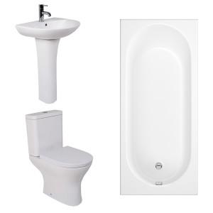 Fresh Curved Modern Bathroom Suite with Single Ended Bath - 1500 x 700mm