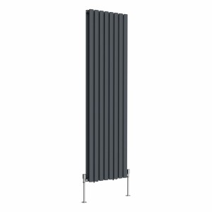 Norden 1600 x 473mm Anthracite Double Vertical Oval Tube Designer Radiator