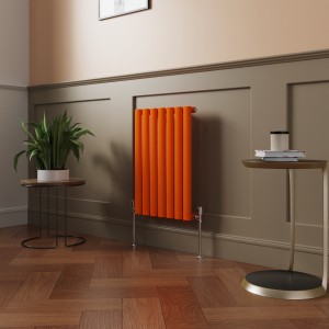 Norden 600 x 414mm Bright Orange Single Oval Column Horizontal Designer Radiator