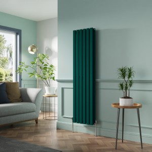 Lulea 1600 x 410mm Blue Green Double Flat Panel Vertical Designer Radiator