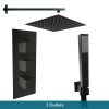 Beauly Matt Black Triple Square Handle Concealed Valve Square with Shower Head - Choice of  Hand Shower and Size