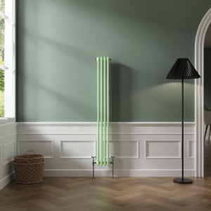 Bern 1500 x 200mm Pastel Green Double Vertical Column Radiator