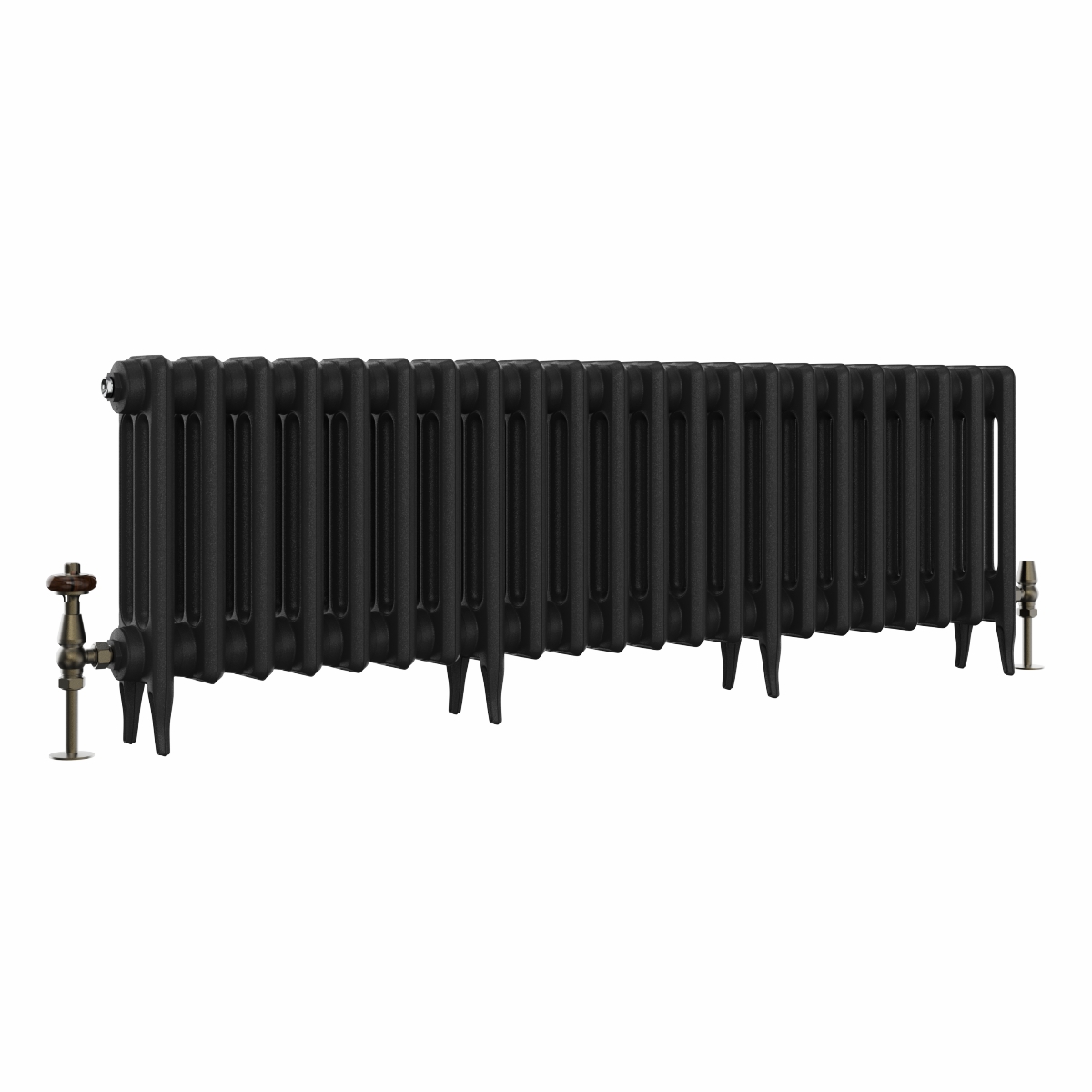 Classic 450 x 1398mm Black Primered Finish Triple Column Cast Iron Radiator - 22 Sections