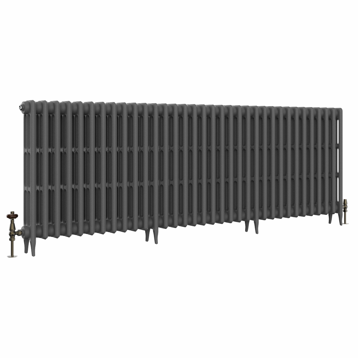 Classic  745 x 2142mm Farrow & Ball Railings Grey Triple Column Cast Iron Radiator - 34 Sections
