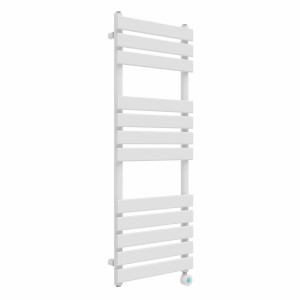Juva 1200 x 450mm White Flat Panel Thermostatic Touch Control Wifi Electric Heated Towel Rail