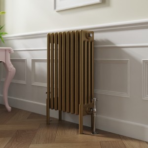 Bern 600 x 425mm Traditional Metallic Gold Horizontal Four Column Radiator