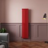 Norden 1600 x 355mm Signal Red Double Oval Column Vertical Designer Radiator