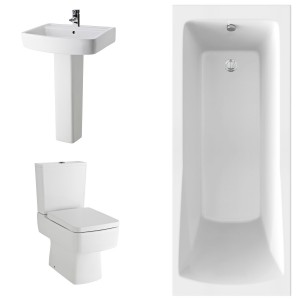 Boston Modern Bathroom Suite with Single Ended Bath - 1700 x 700mm