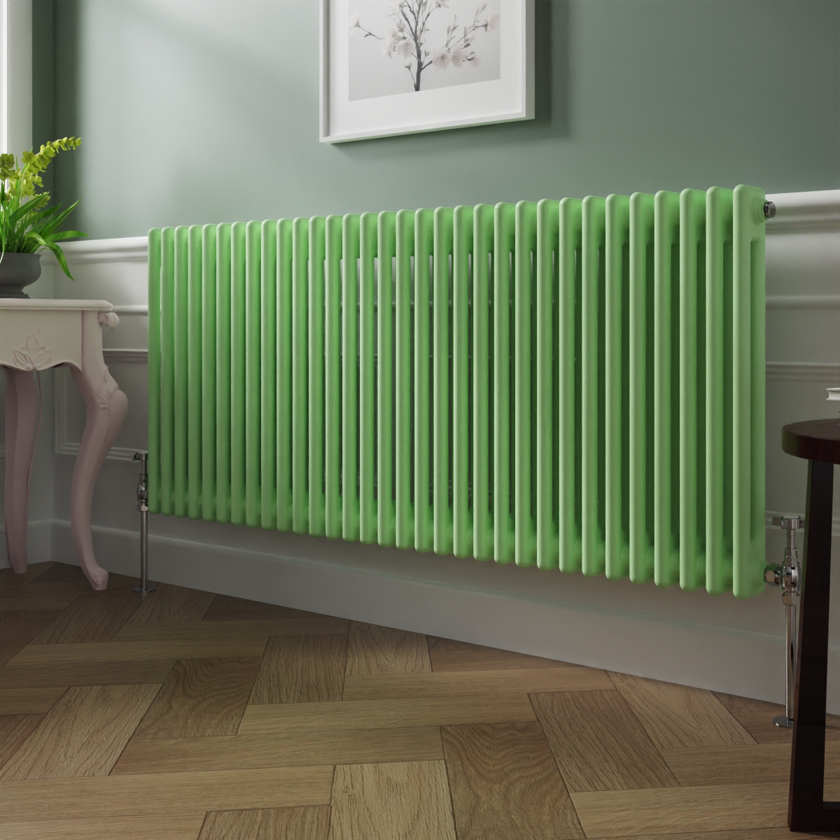 Bern 600 x 1460mm Pastel Green Double Horizontal Column Radiator