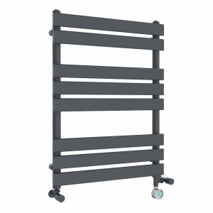 Juva 800 x 600mm Dual Fuel Sand Grey Flat Panel Thermostatic Touch Control Wifi Electric Heated Towel Rail