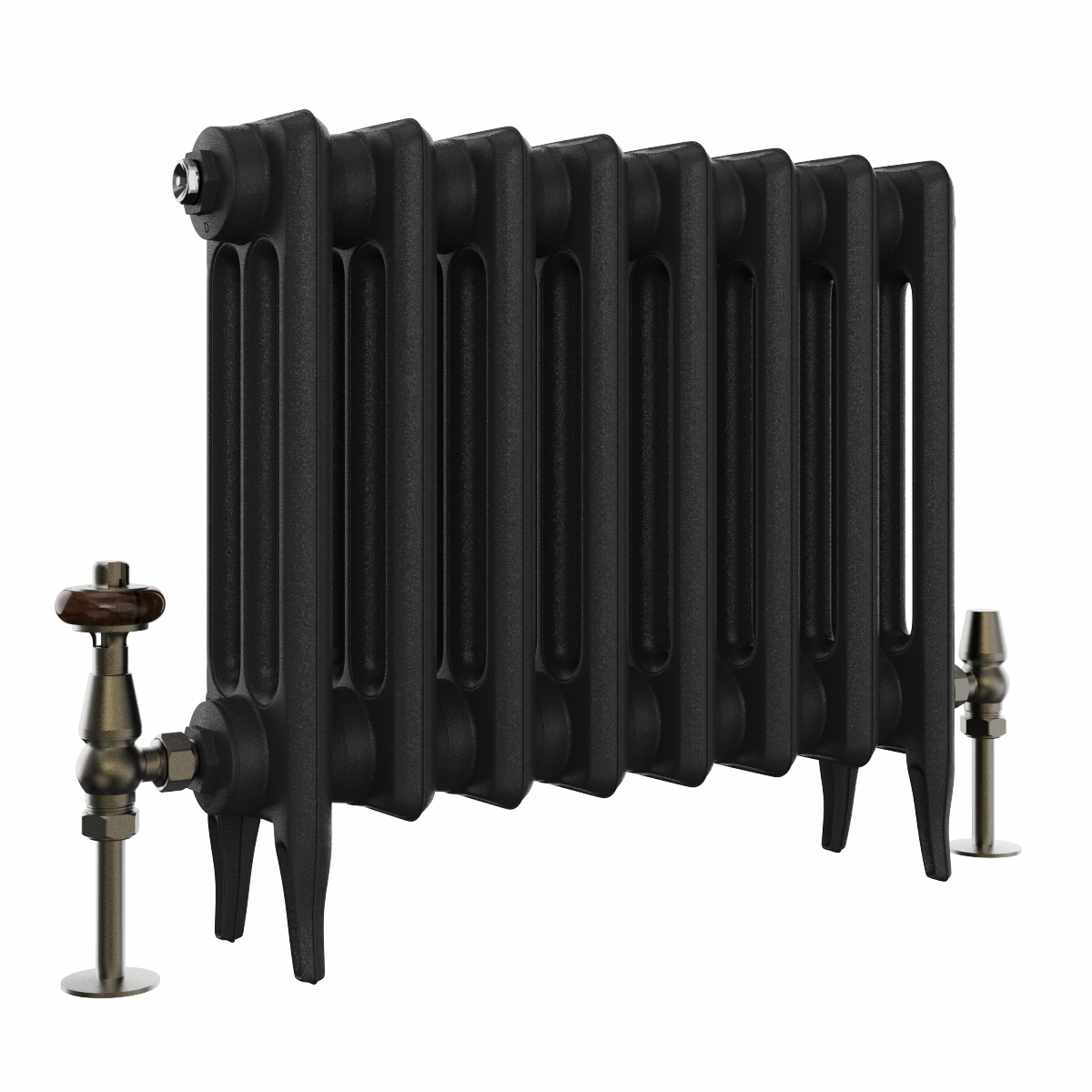 Classic 450 x 530mm Black Primered Finish Triple Column Cast Iron Radiator - 8 Sections